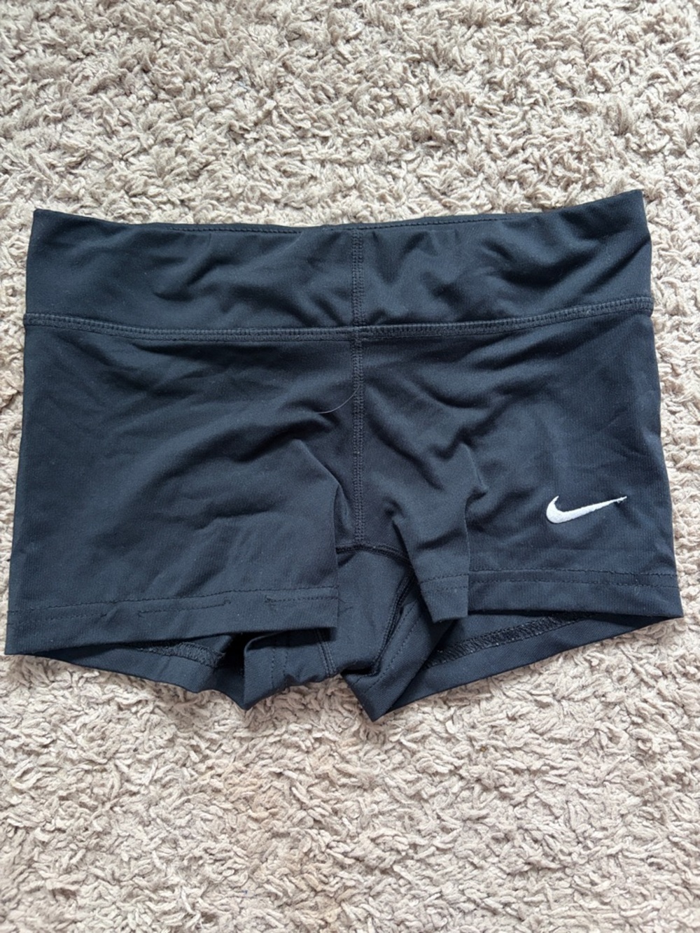 Nike kids Black Athletic Bike Shorts with White Swoosh